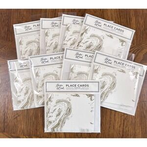 9 Packs New Hester & Cook 12 Name Place Cards Die Cut Gold Marbled HC086 108 Car
